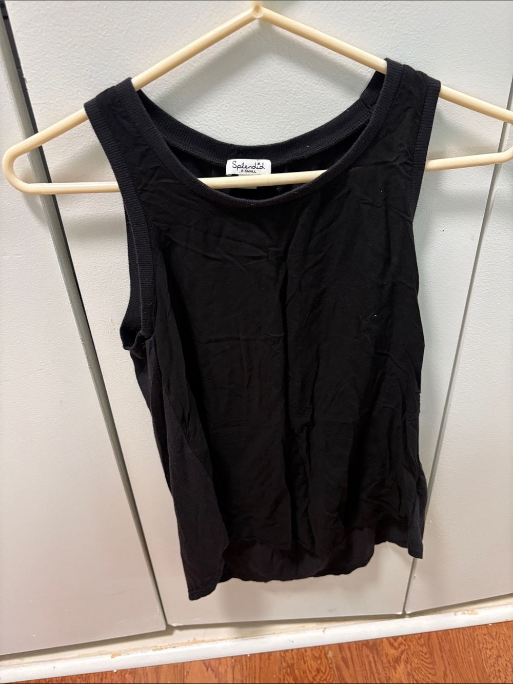 Splendid Women’s Sleeveless Black Top with Pleated Back Detail Size XS
